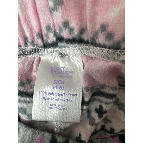 Womens Secret Treasures Pink & Gray Snowflake Fleece Pajama Pants S 4-6 - Picture 4 of 6